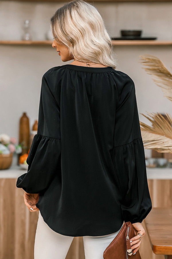 KaleaBoutique Stylish V Neck Long Puff Sleeve Top - KaleaBoutique.com