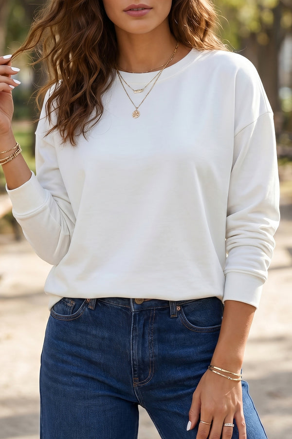 KaleaBoutique Stylish Solid Color Dropped Shoulder Long Sleeve Top - KaleaBoutique.com