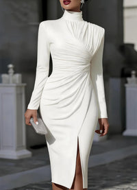 Women's Turtleneck Long-Sleeve Midi Dress - KaleaBoutique.com