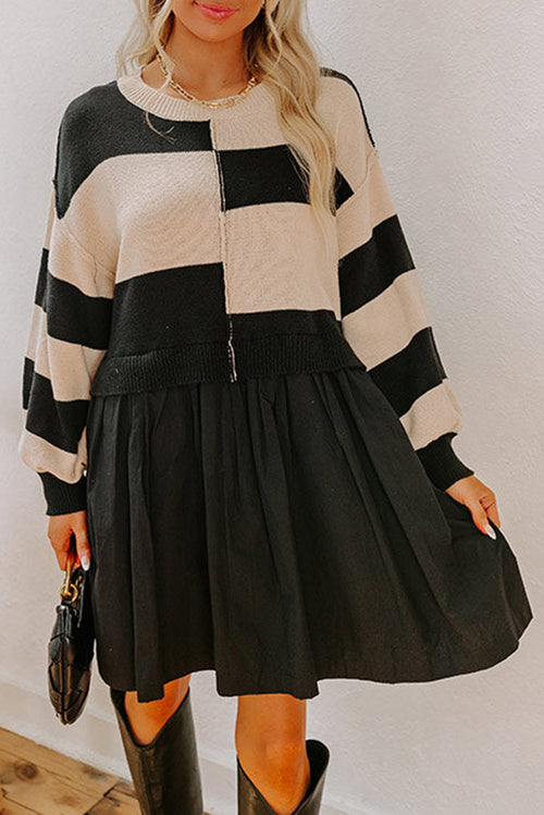 KaleaBoutique Stylish Two in One Knitted Top High Waist Splicing Hem Sweater Dress - KaleaBoutique.com