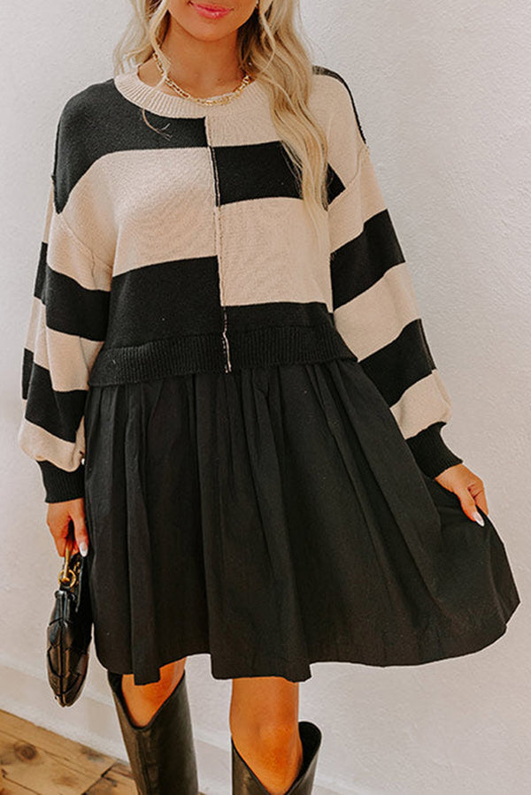 KaleaBoutique Stylish Two in One Knitted Top High Waist Splicing Hem Sweater Dress - KaleaBoutique.com