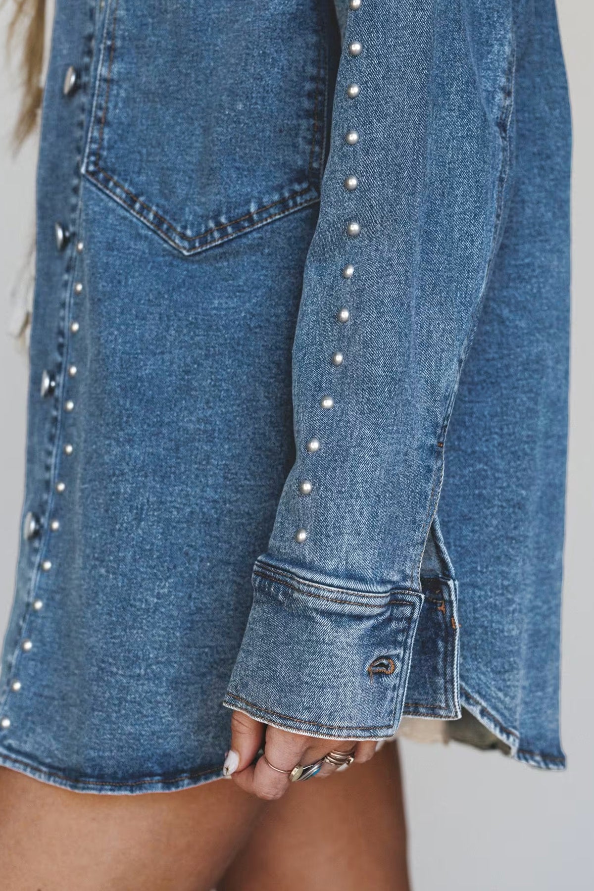 Rivet Embellished Western Style Regular Fit Long Sleeve Denim Jacket - KaleaBoutique.com