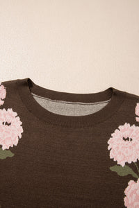 Floral Print Drop Shoulder Relaxed Pullover Sweater - KaleaBoutique.com