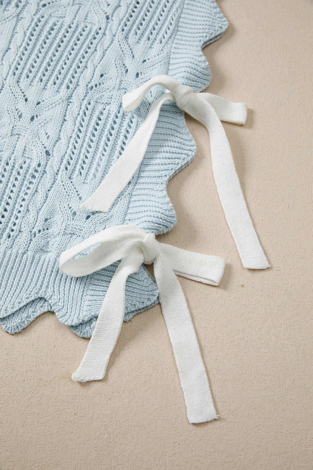 KaleaBoutique Stylish Pointelle Knit Patterned Scalloped Trim Short Sleeve Sweater - KaleaBoutique.com