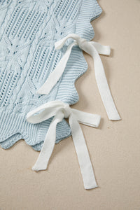 KaleaBoutique Stylish Pointelle Knit Patterned Scalloped Trim Short Sleeve Sweater - KaleaBoutique.com