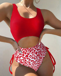Women's Leopard Print Side-Tie High-Waist One-Piece Swimsuit - KaleaBoutique.com