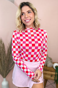 KaleaBoutique Stylish Plaid Mesh Sheer Long Sleeve Top - KaleaBoutique.com