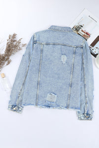 KaleaBoutieque Chic Lapel Distressed Raw Hem Buttons Denim Jacket - KaleaBoutique.com