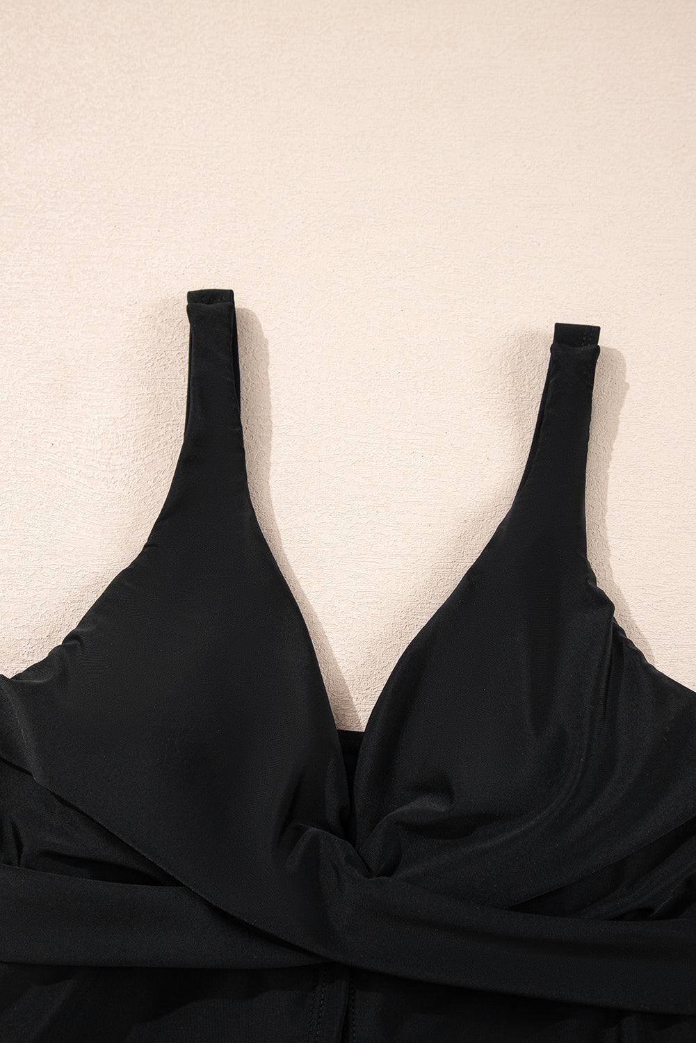 Crossed V Neck Adjustable Strap Babydoll Tankini Top - KaleaBoutique.com