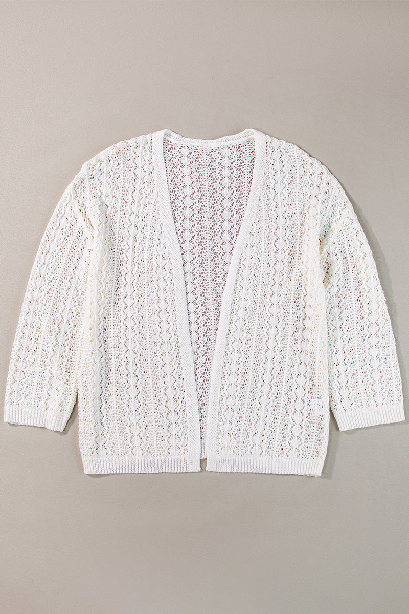 KaleaBoutique Stylish Hollow Out Knit Drop Shoulder Cardigan - KaleaBoutique.com