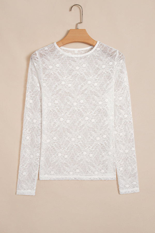 KaleaBoutique Comfortable Long Sleeve Sheer Mesh Lace Top - KaleaBoutique.com