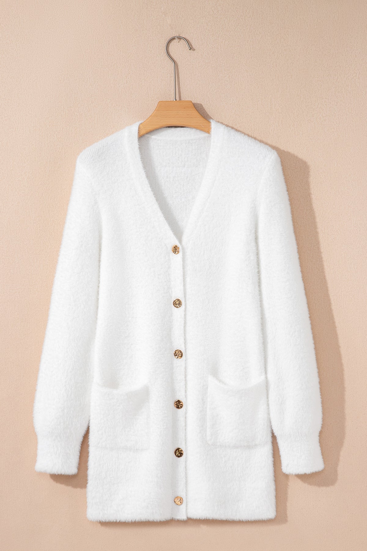 KaleaBoutique Comfortable Fuzzy Buttoned Front Midi Solid Cardigan - KaleaBoutique.com