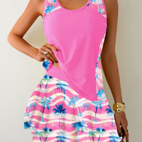 Women's Sunflower Print Scoop-Neck Top and Skirt Swimsuit - KaleaBoutique.com