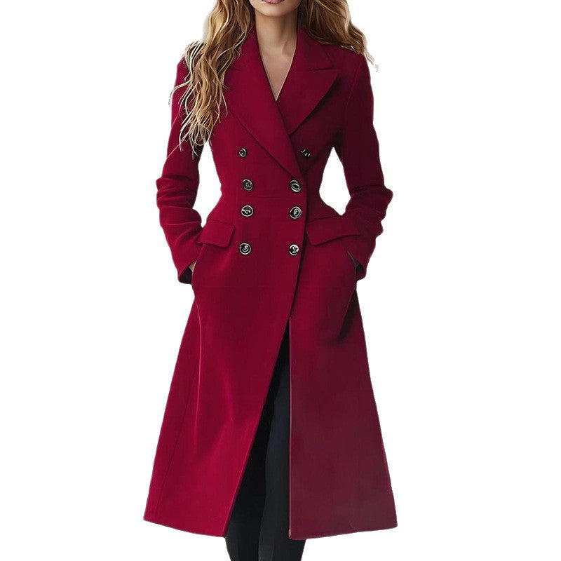 Double Breasted Long Women's Coat Fashion Reversible Woolen Jacket - KaleaBoutique.com