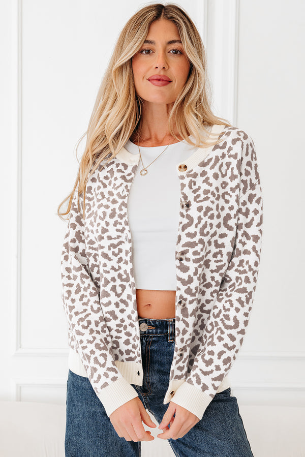 KaleaBoutique Stylish Leopard Drop Shoulder Chunky Knitted Cardigan Sweater - KaleaBoutique.com