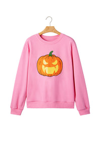 KaleaBoutique Stylish Embroidered Pumpkin Face Long Sleeve Round Neck Sweatshirt - KaleaBoutique.com