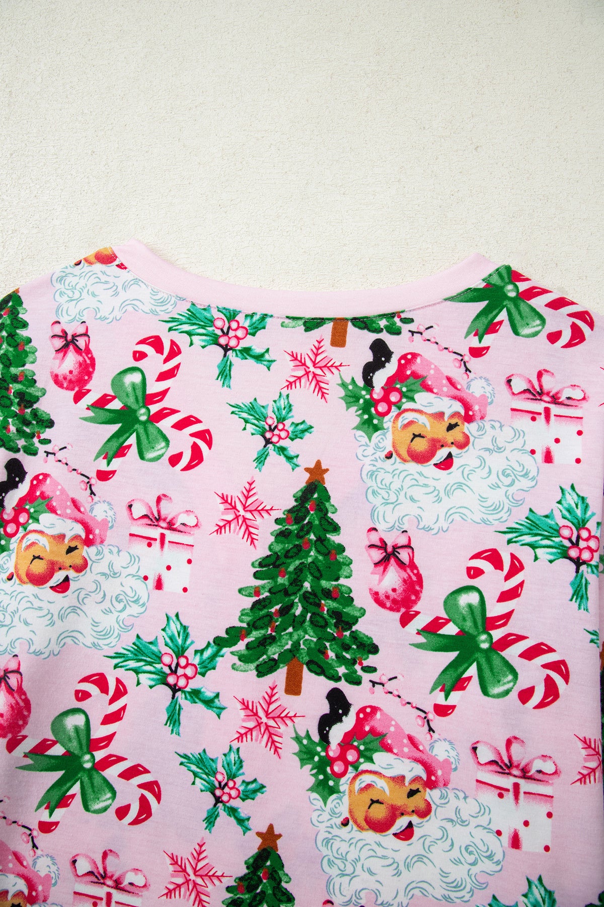 KaleaBoutique Comfortable Christmas Pattern Button V Neck Pullover Drawstring Pants 2pcs Lounge Set - KaleaBoutique.com