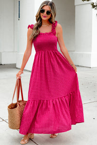 KaleaBoutique Comfortable Plaid Square Neck Fit-and-flared Vacation Sundress - KaleaBoutique.com