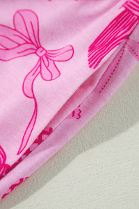 KaleaBoutique Stylish Bow Print Half Sleeve Shirt and Shorts Pajamas Set - KaleaBoutique.com