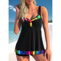 Women's Printed Swim Dress and Shorts 2 PC Tankini Set - KaleaBoutique.com