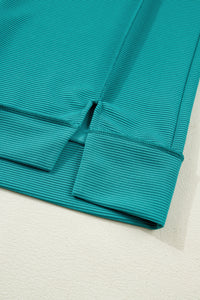 KaleaBoutique Stylish Horizontal Ribbed Exposed Seam Detail Drop Shoulder Baggy Pullover - KaleaBoutique.com