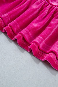KaleaBoutique Stylish V Neck Velvet Ruffled Cuffs Hem Long Sleeve Top - KaleaBoutique.com
