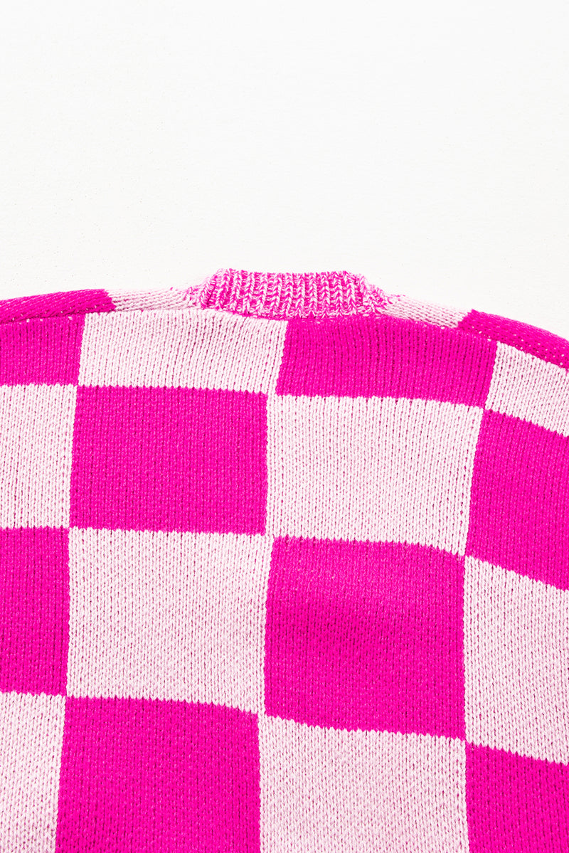 KaleaBoutique Stylish Checkered Printed Ribbed Trim Open Front Cardigan - KaleaBoutique.com