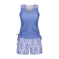 Women's Crisscross V-Neck Swim Top and Shorts 2 PC Tankini Set - KaleaBoutique.com