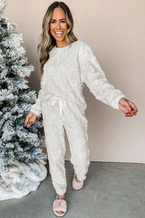 KaleaBoutique Stylish Leopard Textured Loose Fit Fleece Lounge Set - KaleaBoutique.com