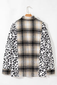 KaleaBoutique Plus Size Plaid Leopard Printed Patchwork Button Up Shacket - KaleaBoutique.com
