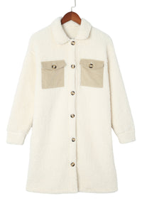 KaleaBoutique Stylish Contrast Flap Pocket Single Breasted Teddy Coat - KaleaBoutique.com