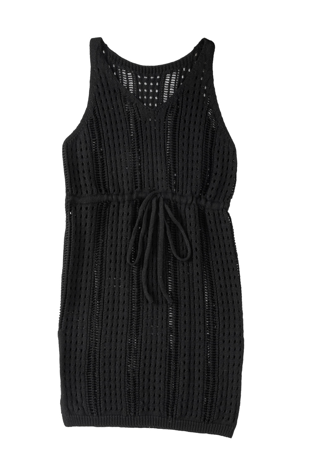 Crochet Hollow-out Sleeveless Beach Dress with Drawstring - KaleaBoutique.com