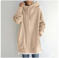 Women's Longline Full-Zip Drawstring Hoodie with Pockets - KaleaBoutique.com