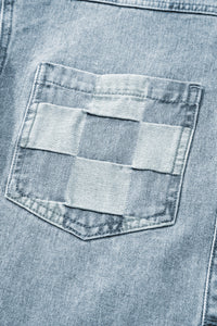 Denim Checkered Pattern Patchwork Womens Casual Jacket - KaleaBoutique.com