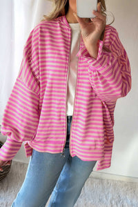 KaleaBoutique Stylish Zip-up Puff Sleeve Zip Jacket Sweatshirt - KaleaBoutique.com