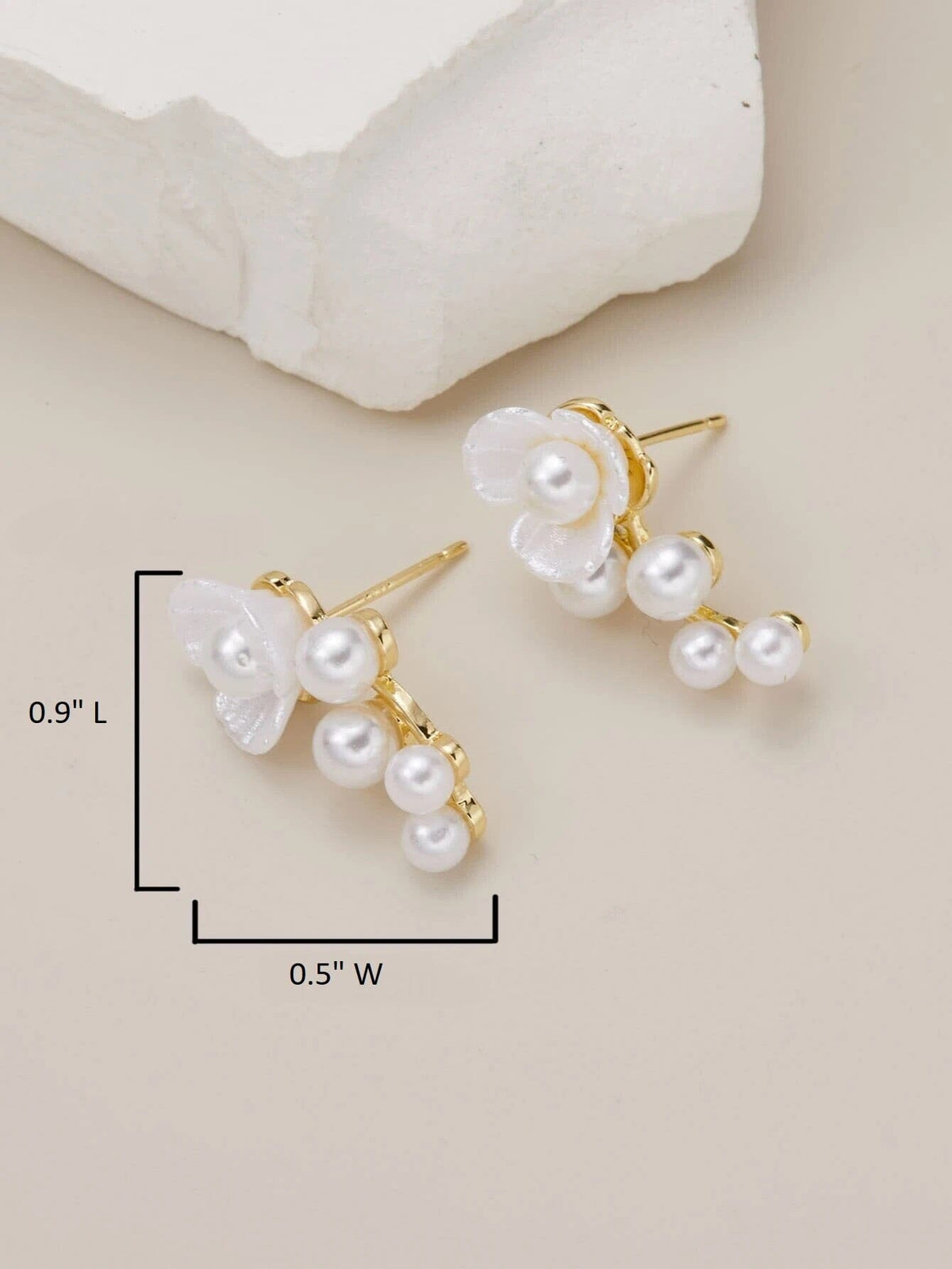 Carved Seashell 925 Silver Post Ear Climbers Earrings, White Pearl Boho Wedding Bridal Hawaii Flower Ear Climber Stud Earrings - KaleaBoutique.com