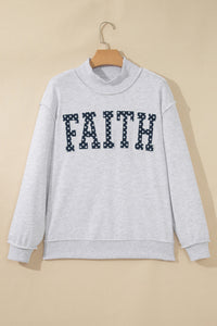 KaleaBoutique Comfortable High Neck Polka Dot Slogan Printed Baggy Sweatshirt - KaleaBoutique.com