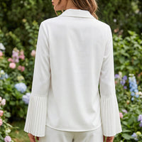 Women's Button-Front Blouse with Pleated Flared Cuffs