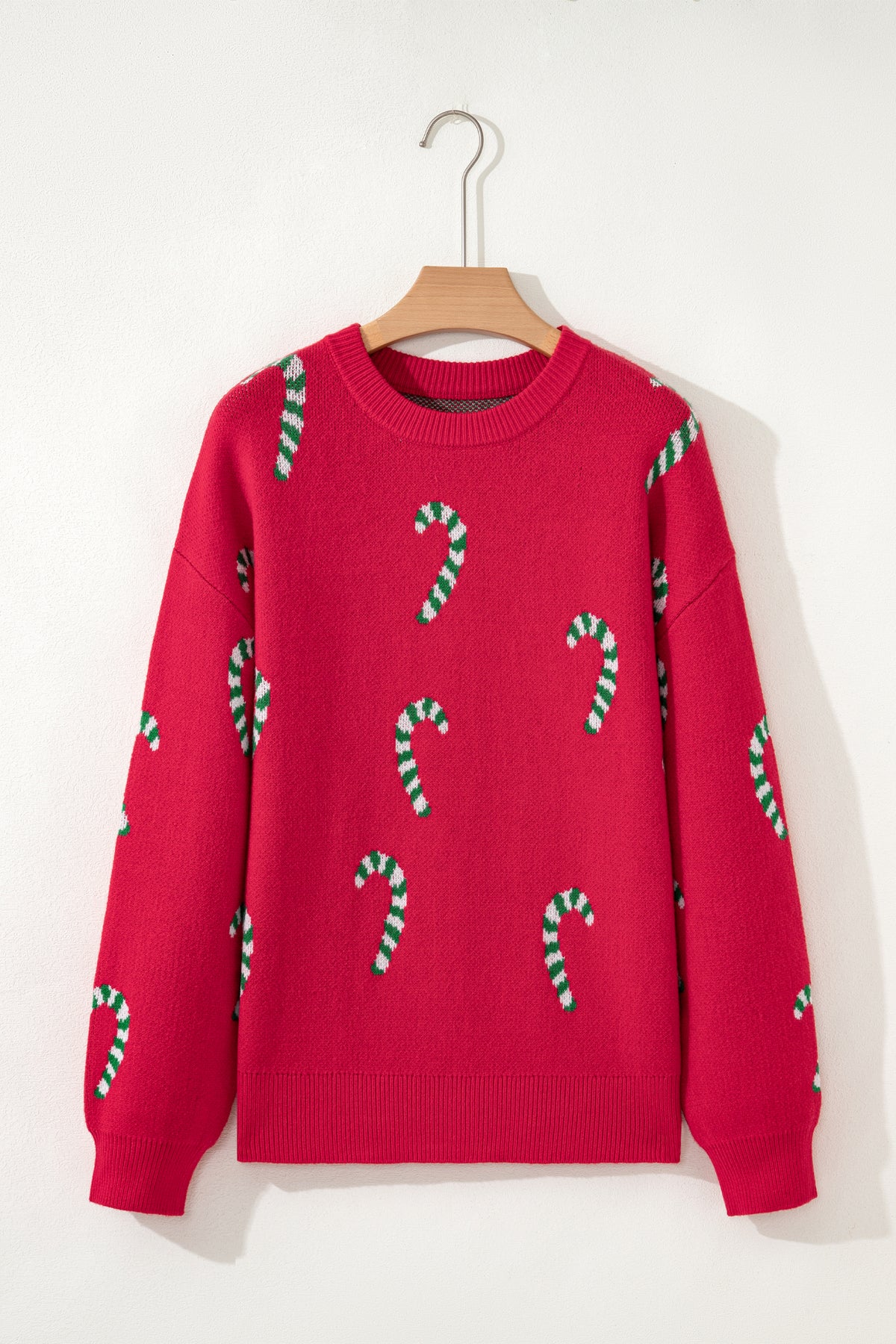 Christmas Candy Cane Holiday Drop Shoulder Sweater - KaleaBoutique.com