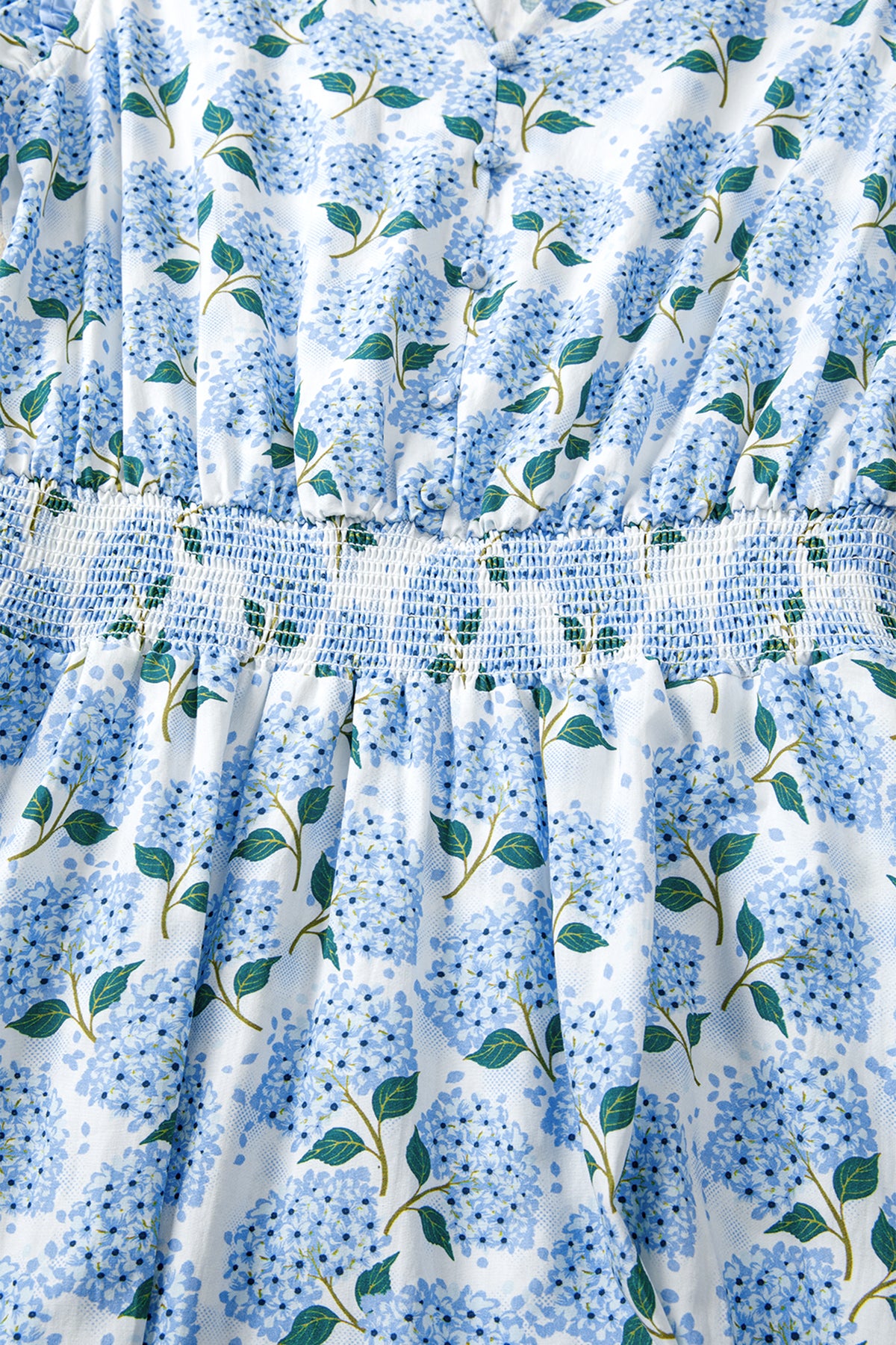 KaleaBoutique Comfortable Hydrangea Floral Print Ruffle Trim Flutter Sleeve Long Dress - KaleaBoutique.com