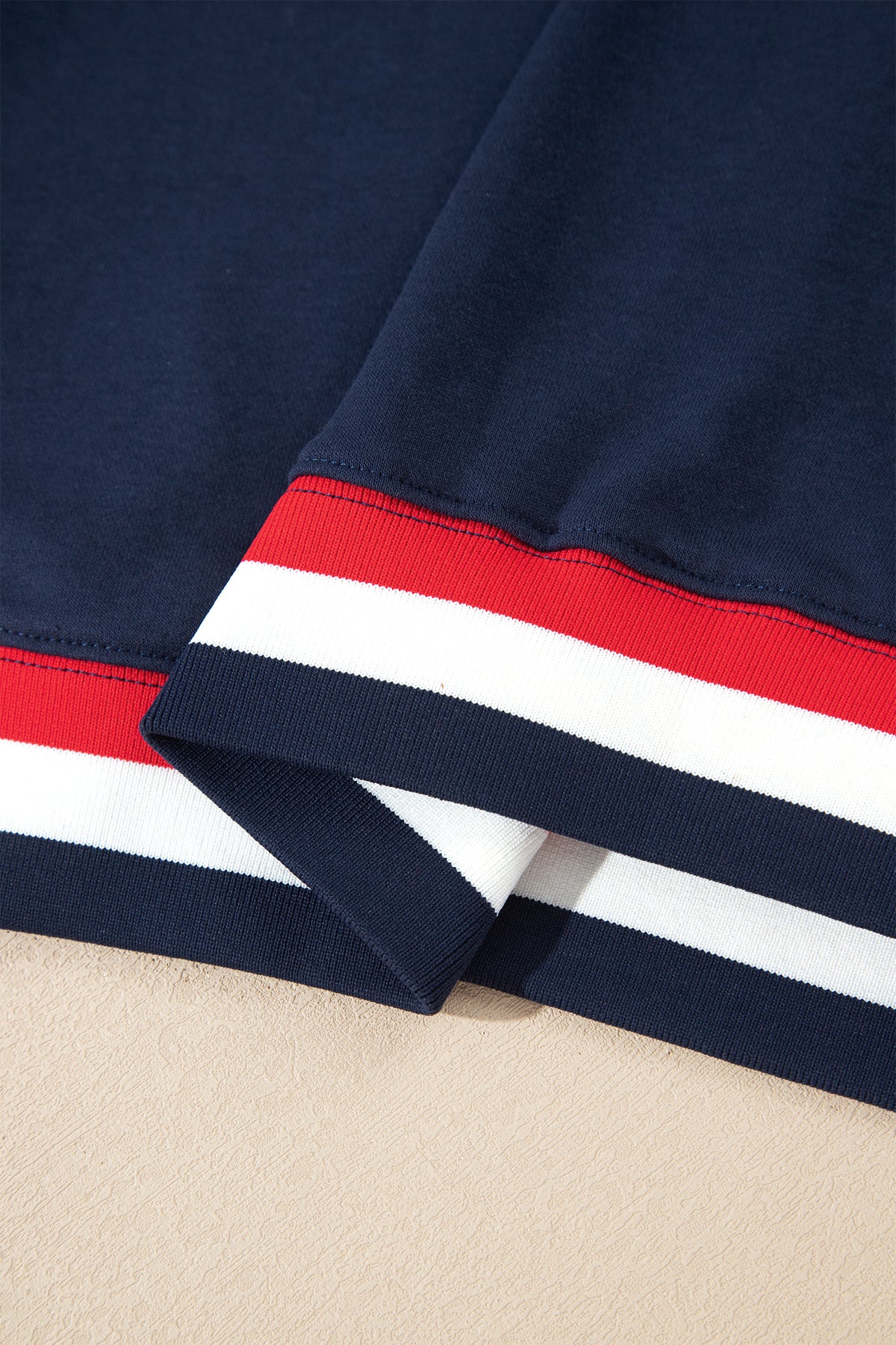KaleaBoutique Comfortable USA Slogan Patch Embroidery Colorblock High Neck Long Sleeve Sweatshirt - KaleaBoutique.com