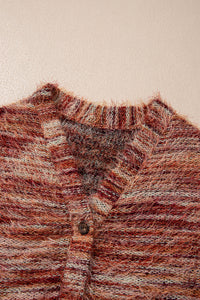 KaleaBoutique Stylish Fuzzy Striped Button Front Cardigan Sweater - KaleaBoutique.com