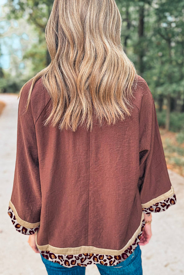 KaleaBoutique Stylish Leopard Detail Loose Bracelet Sleeve Top - KaleaBoutique.com