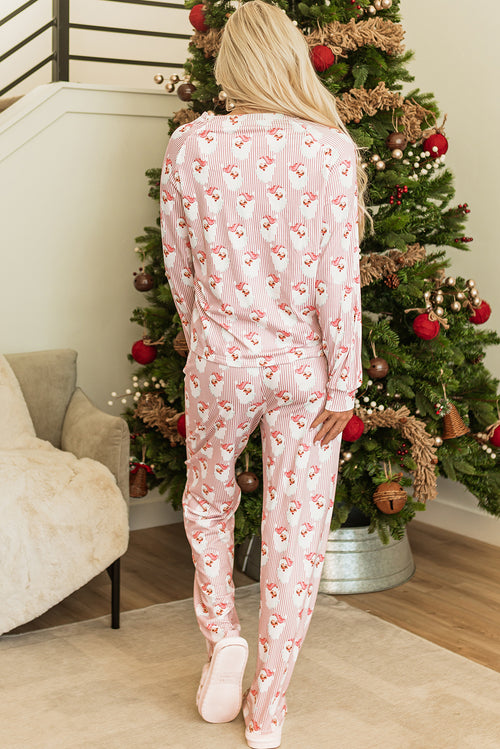 KaleaBoutique Comfortable Santa Claus Striped Print Loose Fit Two Piece Lounge Set - KaleaBoutique.com