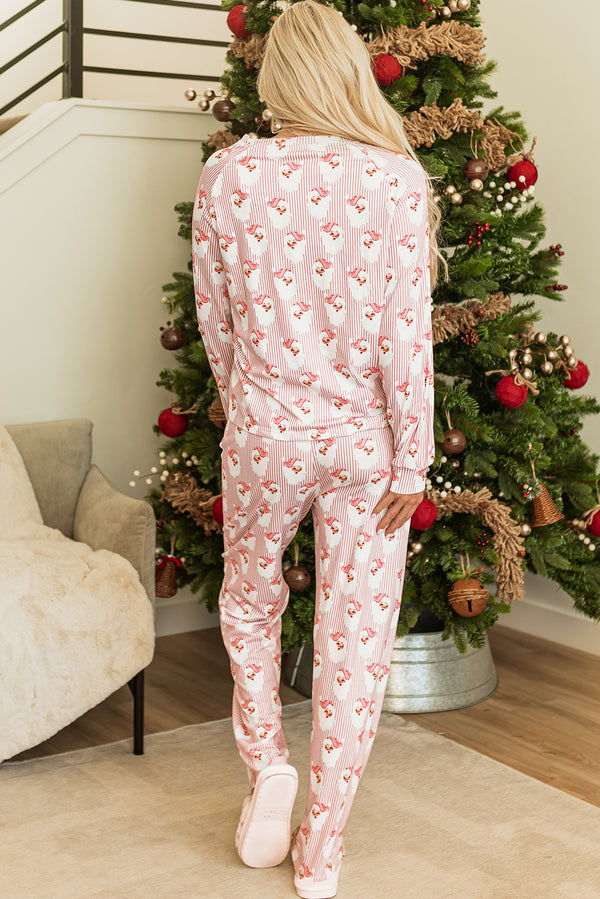 KaleaBoutique Comfortable Santa Claus Striped Print Loose Fit Two Piece Lounge Set - KaleaBoutique.com