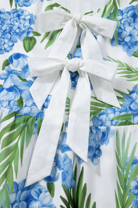 KaleaBoutique Comfortable Palm Floral Print Contrast Ribbon Knot Ruffle Tiered Sleeve Mini Dress - KaleaBoutique.com