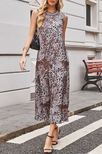 KaleaBoutique Stylish Beautiful Leopard Checkered Double Printed Reversible Sleeveless Long Dress - KaleaBoutique.com