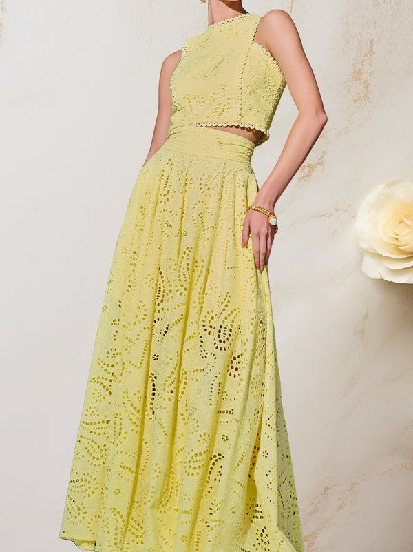 KaleaBoutique Sleeveless Lace-Detail Long Dress Two-Piece Set - KaleaBoutique.com