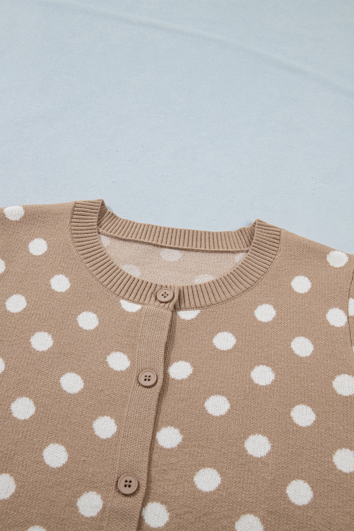 KaleaBoutique Comfortable Polka Dot Short Sleeve Button Down Sweater Cardigan - KaleaBoutique.com