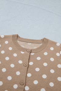 KaleaBoutique Comfortable Polka Dot Short Sleeve Button Down Sweater Cardigan - KaleaBoutique.com